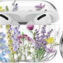 Maxjoy for AirPods Pro 3rd Generation Case, Clear AirPods Pro 3 Case for Women Girly Cute Soft AirPod Pro 3 Cover with Keychain Strap for AirPod Pro 3rd Gen Cover 2025, Colorful Flower (Yellow + Purple)