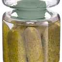 Glass Pickle Jar,34oz Olive Hourglass Jar with Strainer,Airtight Glass Jar Pickle Juice Separator Jar Pickle Flip Jar for Gherkin Jalapeno
