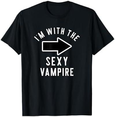Couples Halloween Costume Shirts I'm With The Sexy Vampire T-Shirt Large