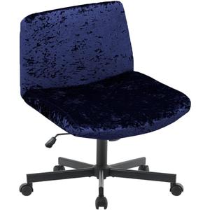 Levoberg Armless Criss Cross Office Desk Chair Cover Stertch Vanity Desk Chair Slipcovers Cross Legged Wide Chair Covers Accent Mid Back Wide Seat Swivel Task Chair Protector Navy