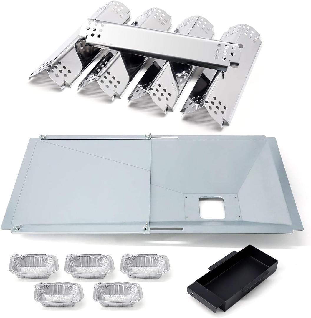 Replacement Parts for Nexgrill 720-0882A 720-0888N 720-0888S 720-0896 720-0888, Grease Tray Drip Pan & Heat Plates for Nexgrill 5 Burner 720-0882A Gas Grill