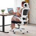 TRALT Office Chair Ergonomic Desk Chair, 330 LBS Home Mesh Office Desk Chairs with Wheels, Comfortable Gaming Chairs (Black & White)