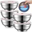 5 Packs 304 Stainless Steel Bowls, 31 OZ Double Walled Bowl with Airtight Lid, Leakproof Insulated Ice Cream Cereal Bowls, Lightweight Unbreakable Metal Serving Bowl for Soup Noodle Rice Snack