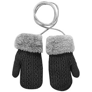 FGSS Toddlers Winter Thermal Knitted Mittens - Fleece Lined Warm Thicken Gloves with String for Boys Girls 1-4Yrs 