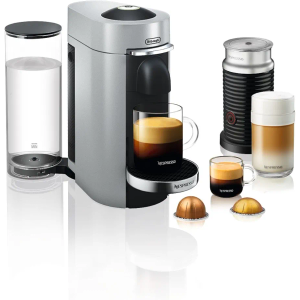 Delonghi ENV155SAECA Nespresso VertuoPlus Coffee & Espresso Maker with Aeroccino, Silver