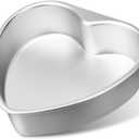 Nuogo 8 Inch Heart Shaped Aluminum Cake Pan Heart Shaped Baking Pan DIY Baking Cake Mold Tool for Valentine Weddings Birthday Party (Silver)
