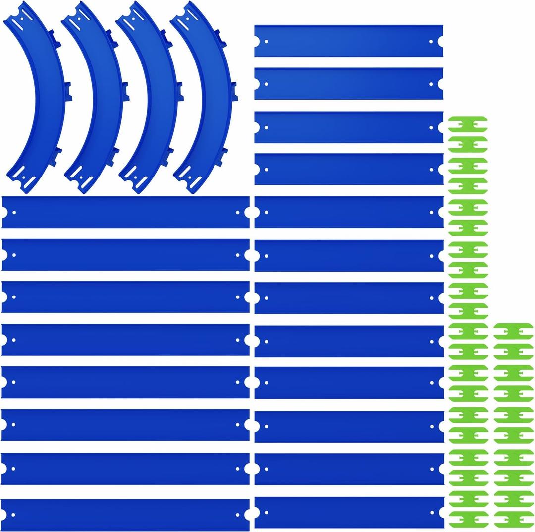 Straight & Curved Track Compatible with Hot Wheels - 24-Piece 1:64 Scale Raceway Expansion (20 Feet Total) - Straights, High-Banked Curves & Connectors