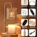 Candle Warmer Lamp Electric Timer: Dimmable Candles Warming Lamps - Height Adjustable Burner Jar - No Flame Scented Melts Wax - All Candle Jars Home Decor Table Light (Ambergold)