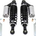 320mm Universal Motorcycle Rear Air Shock Absorbers Adjustable Rear Shock For Honda Kawasaki Suzuki Yamaha Go Kart dirt Scooters Street Sport Bike 12.6" Black Silver 2pc
