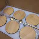 6 PACK Vintage Glass Coffee Mugs 14oz Clear Embossed Tea Cup Set with Bamboo Lids and Gold Spoons,Yogurt Bowl,kitchen gifts for women