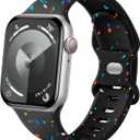 Sport Band Compatible with Apple Watch Band 44mm 45mm 46mm 40mm 42mm 38mm 41mm 49mm, Soft Silicone Waterproof Replacement Strap for iWatch Watch Series 11 10 9 8 7 6 5 4 3 2 1 SE Ultra Women Men (Speckle Black)