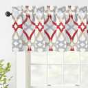 DriftAway Alexander Blackout Valances for Windows Thermal Insulated Kitchen Topper Geometric Moroccan Mid Century Pattern Match Thick Bathroom Curtain Valance Rod Pocket 52 Inch by 14 Inch Red/Gray