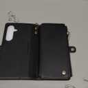 Defencase Wallet Case Compatible with Samsung Galaxy Z Fold 5 with RFID Blocking Card Holder & S Pen Holder Slot PU Leather Magnetic Snap Flip Zipper Strap Phone Case Fit for Galaxy Z Fold 5, Black