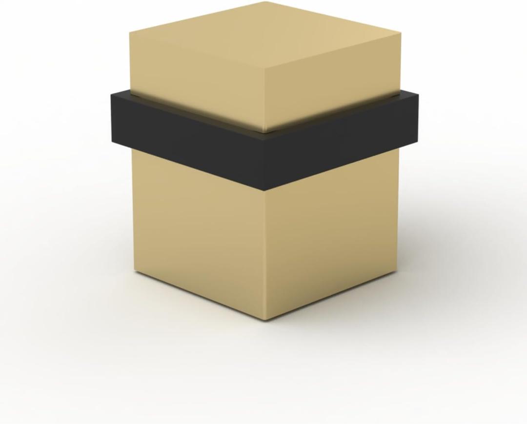 Mega Handles Square Floor Door Stopper, Quickly Installed Wall Protector Stopper, Wall Protectors from Door Knobs, Floor Door Stop with Mounting Hardware Included - Satin Brass - 1.5 Inch