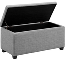 Amazon Basics Upholstered Rectangular Storage Ottoman and Entryway Bench, Polyester, Light Gray, 35.5"W x 16.5"D x 17"H