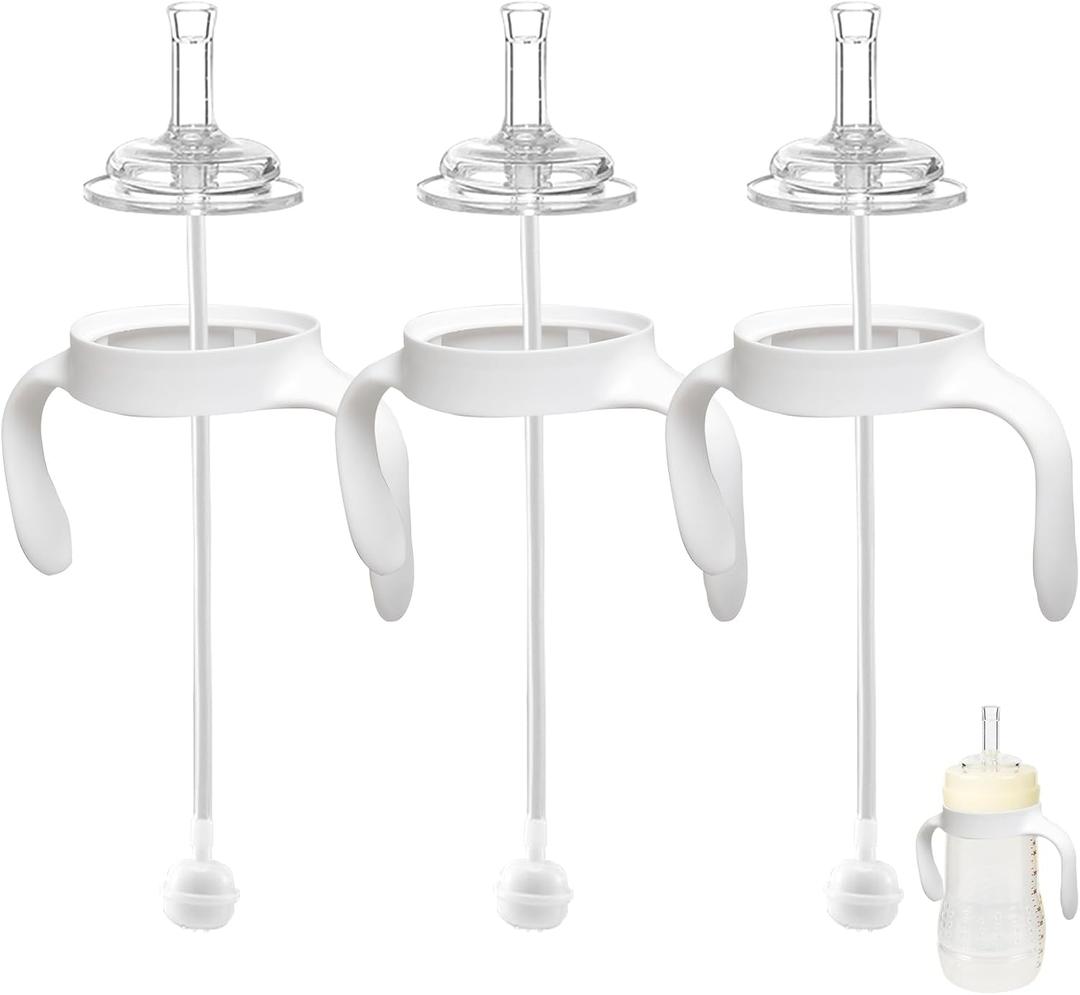 Straw Sippy Cup Conversion Kit for Mam Baby Bottles, Soft Top and Weighted Ball Transition with Handles Converter 8m+, Set of 3