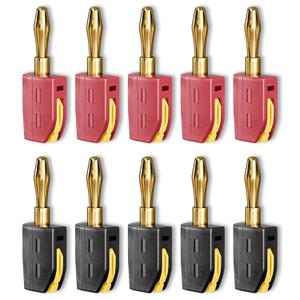 Goupchn 4mm Banana Plug High Current Quick Connect Gold-Plated 10PCS Banana Connector 32A Red&Black