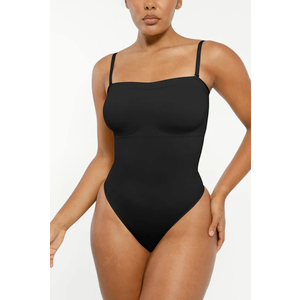 Strapless Body Shaper Tummy Control for Women Thong Seamless Body Suit Shapewear Strapless Bodysuit Shapewear (Small, 1# Black-strapless)
