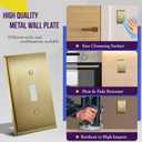 ENERLITES Toggle Light Switch Metal Wall Plate, Stainless Steel Switch Cover, Corrosion Resistant, Size 1-Gang 4.50" x 2.76", Stainless Steel 201, 7711-BB, Brushed Brass, Gold