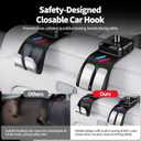 2 PCS Car Headrest Hook Safe Foldable Hidden Seat Hooks, Strong Load Capacity ABS Seat Hanger for Purse Bag Bottle Storage Organizer, for BMW 3 4 5 X1 X3 X5 Accessories with Sporty 3-Color Logo
