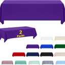 ABCCANOPY 2 Pack Rectangle Polyester Tablecloth 90 x 132 Inch Indoor Outdoor Stain-Resistant Washable Heavy-Duty Fabric Table Cover Elegant Home Decor Purple