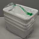 Hespama 6 Packs Lidded Storage Baskets, Plastic Desktop Organizer Baskets, White