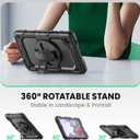 SEYMAC Case for Samsung Galaxy Tab A7 Lite 8.7" (SM-T220/ T225/ T227), Heavy Duty Full-Body Shockproof Protective Case with Screen Protector, Rotating Stand, Hand/Shoulder Strap, Black