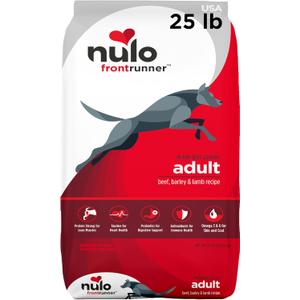 Nulo Frontrunner Ancient Grains High-Protein Dog Food, Beef, Barley, & Lamb Recipe- Natural Dry Dog Food with Probiotics, Grain-Inclusive Kibble for Adult Dogs, 25 lb Bag (25 Pound (Pack of 1))