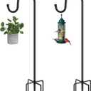 Shepherds Hooks for Outdoor, 48 Inches Garden Bird Feeder Pole for Hanging Bird Feeder, Plant Baskets, Solar Light Lanterns, Outdoor Plant Hanger Hook with 5 Base Prongs, 2 Packs