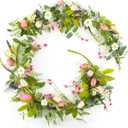 5.9FT Spring/Summer Garland with Eucalyptus Tulip, Wisteria Flower Floral Garland for Mantle Door Porch All Year Round, Greenery Wildflower Vines Decotrations