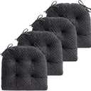 FABRICASTLE Chair Cushions Pads Non-Skid Comfortable 17" x 16" Seat Cushion Cover Set of 4 for Indoor Kitchen Dining Room Office Chairs (Black, 4 Counts (Pack of 1))