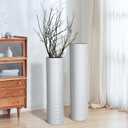White Tall Vases for Floor: 27.7 Inch Extra Large Decorative Vases for Living Room Modern Metal Floor Vase with Honeycomb Texture Big Standing Vase for Dining Corner Home Hallway Set of 2
