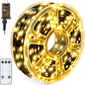 Joiedomi 1200 LED Christmas Lights Outdoor,394 FT Warm White Christmas Tree Lights with 8 Modes Timer, PVC Green Wire String Lights with Reel for Indoor Outdoor Holiday Xmas Eve Night Decorations