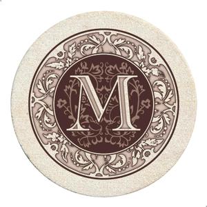 Thirstystone Monogram Letter M 4 Pack Sandstone Coasters Manufactured in The USA Decorative Absorbent Easily Wipes Clean