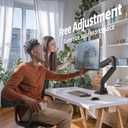 Claiks Single Monitor Mount for Max 49 inch Screens Stand up to Max 44 lbs, Ergonomic Gas Spring Heavy-Duty Adjustable Monitor Arm, with Clamp and Grommet Base, VESA Mounting Holes 75&100mm, Black