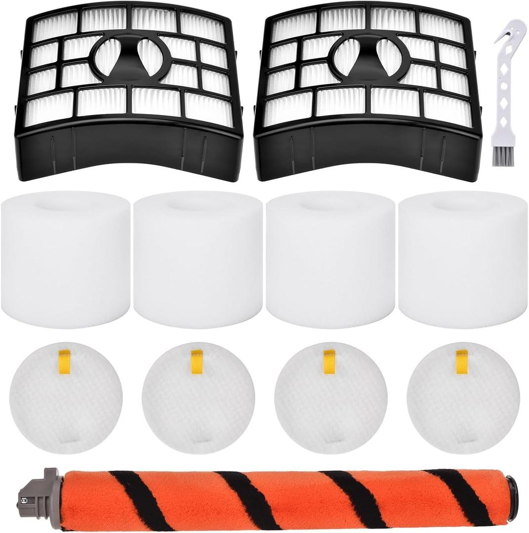 Replacement Filters & Roller Brush Kit for Shark APEX DuoClean Lift-Away Vacuum AZ1000 AZ1002 AZ1000W AX950 AX951, 2 Filters, 1 Brush, 4 Foam & Felt Filters, Part # XFF650 & XHF650 & 1173FT950