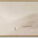 Jesus Leaves the 99 Sheep Wall Art, Modern Christian Canvas Decor Framed, 16"x24" Natural
