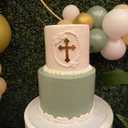 10pcs Acrylic Baptism Cross Cake Topper, Mirror Cross Cake Decor, Gold Holy Communion (4'', Silver Mirror)