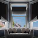 G-WACK Blackout Curtains for Bedroom,Portable No-drill Blackout Blinds for Indoor Windows with Upgraded Hook&Loop,Thermal Insulated Shades Black out Window Cover for Nursery,Travel,RV(37" x 72",Black)