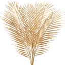 29” Large Gold Palm Leaves Palm Fronds Tropical Leaves Areca Palm Branches Artificial Palm Leaves with Stem Golden Palm Tree Leaves Faux Palm Leaves for Floral Arrangement Fake Gold Leaves 6Pcs