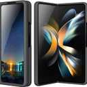 Case for Samsung Galaxy Z Fold 3, Compatibile with Galaxy Z Fold 3 Liquid Silicone Dual Layer Hybrid Hard PC Soft Slim Fit Protective Cover for Women Men, Black