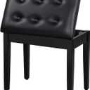SONGMICS Piano Bench with Padded Cushion and Storage Compartment for Music Books, Vanity Stool, Tufted Wooden Piano Seat, 13.8 x 22 x 19.5 Inches, Black ULPB55H