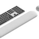 Ergonomic Wrist Rest Set for Keyboard and Mouse | Cooling Gel & Slow-Rebound Memory Foam Palm Support Pad | Luxe Leather, Minimalist, Non-Slip PU Base for Office, Laptop & Gaming (03White)