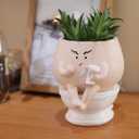 Face Planter Pots Funny Toilet Plant Pot for Indoor Plants, Cute Face Head Flower Pots Quirky Succulent Planters Gift Ideal for Home, Office, Christmas