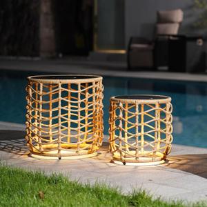 Solar Yard Boho Solar Nesting Tables with Built-in Lights - Set of 2, Weather-Resistant Wicker for Patio, Porch, Garden, Perfect Side Table for Outdoor Living, Natural & Stylish Design Solar Yard Boho Solar Nesting Tables with Built-in Lights - Set of 2, Weather-Resistant Wicker for Patio, Porch, Garden, Perfect Side Table for Outdoor Living, Natural & Stylish Design