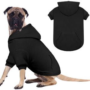 Dog Sweaters for Large Dogs,Extra-Large Dog Hoodie,Warm Fleece Sweatshirt with Hood & Pocket,Leash Hole,Cozy Cold Weather Pet Clothes Sweater Hoodie for Large Dogs(Black,XXL)