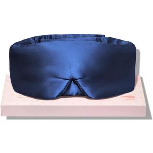LitBear Silk Sleep Mask for Side Sleeper, Eye Mask Sleeping for Women Men 100% 22 Momme Pure Mulberry Silk, Face-Hugging Padded Eye Cover for Sleeping with Adjustable Band (Midnight Blue)