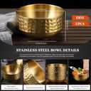 3 Pcs 4.5 In Gold 304 Stainless Steel Bowls Small, 13Oz Double Walled Soup Bowls, Thick Non Slip Appetizer Snack Bowls, Small Metal Serving Bowls for Sauces, Rice, Noodles, Ice Cream, Oat (3 pcs)
