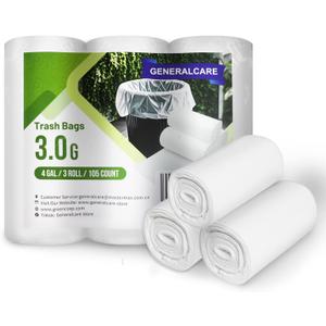2 x 4 Gallon Trash Can Liner - 105 Count Trash Bag 3 Rolls, Unscented Small Garbage Bags Bathroom Trash Bags Multipurpose Bags for Business Home Commercial and Industrial Needs (105 Count)