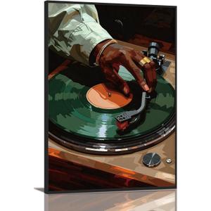 KISSFOX African American Framed Wall Art Decor Rapper Black Man Pictures Wall Decor Hip Hop Music DJ Record Canvas Art Prints Fashion Hypebeast Paintings Artworks For Bedroom Living Room